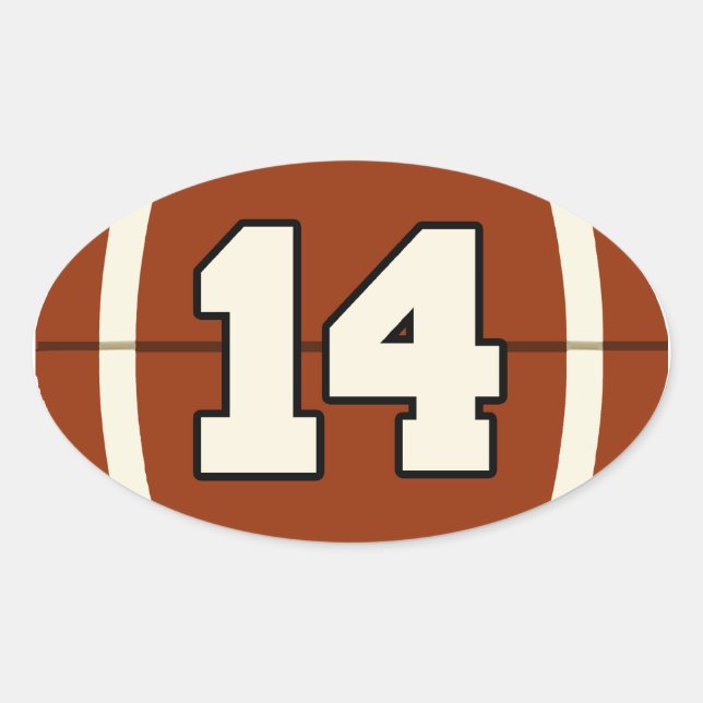 Ovale Numéro 14 Sticker de football. (Devant)