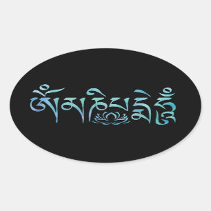 Ovale Om Mani Padme Hum Blue Oval Sticker