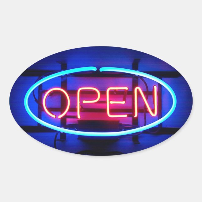 Ovale Open Neon Sign Sticker (Devant)