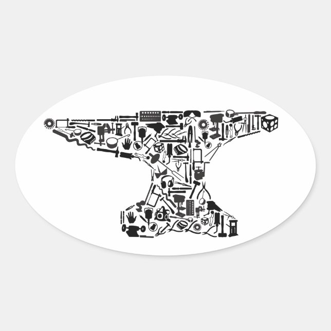 Ovale Outil-O-Rama Anvil Oval Sticker (Devant)