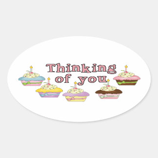 Ovale Penser à vous Sticker Cupcake