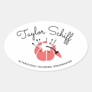 Ovale Pincushion Dressmaker Altérations Marque Sticker