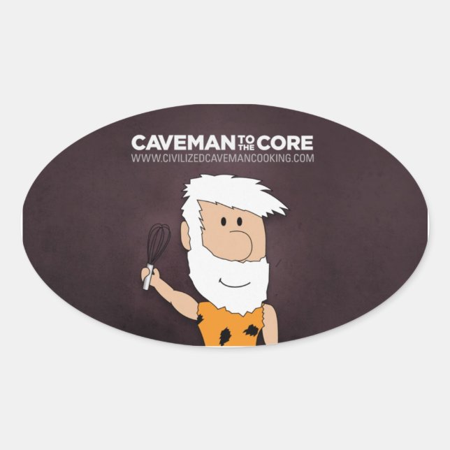 Ovale Sticker à Cuisine Caveman civil (Devant)