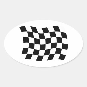 Ovale Sticker À damiers Drapeau