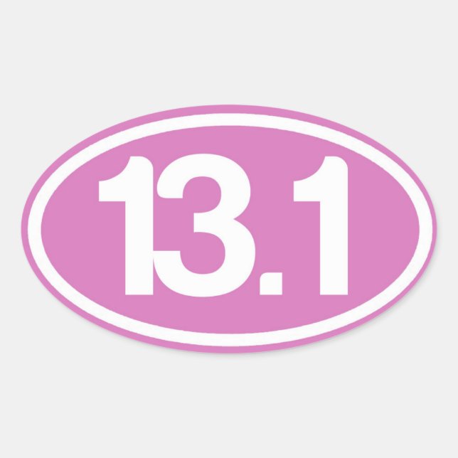 Ovale Sticker à demi-marathon rose 13,1 (Devant)