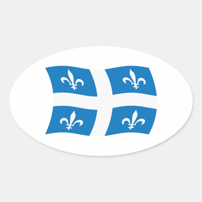 Ovale Sticker à drapeau du Québec (Devant)