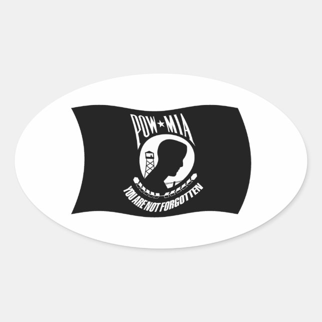 Ovale Sticker à drapeau POW & MIA (Devant)