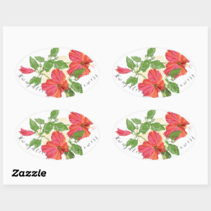 Ovale Sticker à fleurs Kwaj