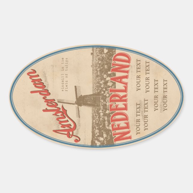 Ovale sticker Amsterdam (Devant)
