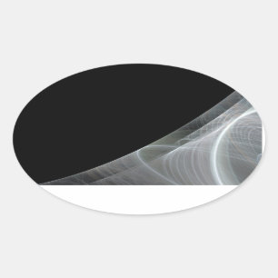 Ovale Sticker Arrière - plan Fractal Blanc & Noir Oval