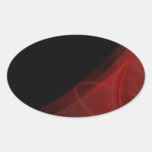 Ovale Sticker Arrière - plan fractal rouge et noir Oval