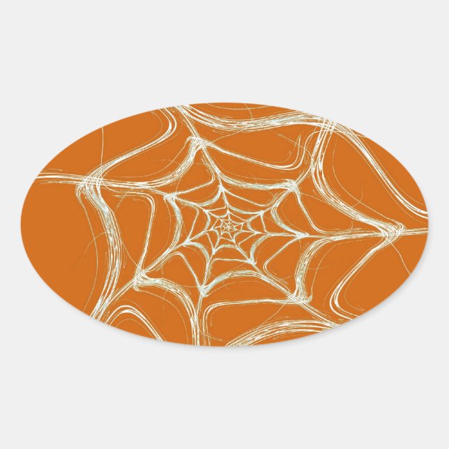 Ovale Sticker Arrière - plan Fractal Spider Web Oval (Devant)