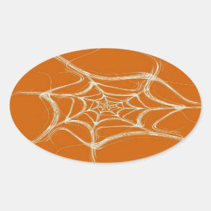 Ovale Sticker Arrière - plan Fractal Spider Web Oval