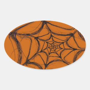 Ovale Sticker Arrière - plan Fractal Spider Web Oval