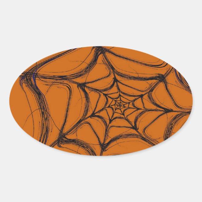 Ovale Sticker Arrière - plan Fractal Spider Web Oval (Devant)