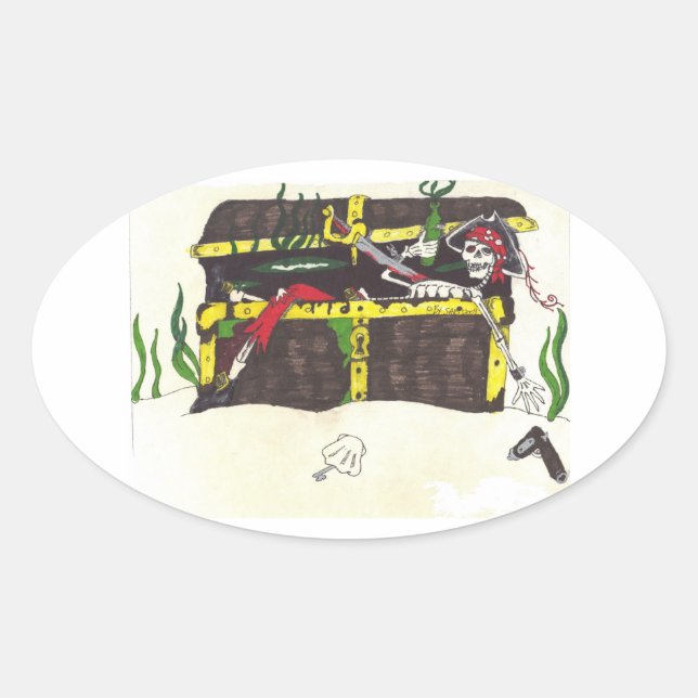 Ovale Sticker au trésor de l'homme mort (Devant)