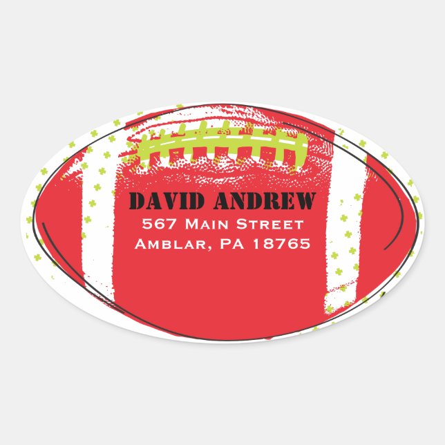 Ovale Sticker Bat mitzvah Retro Football à thème (Devant)
