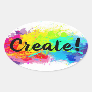 Ovale Sticker brillant avec des peintures à rayures