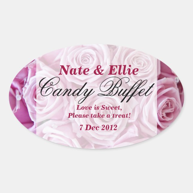 Ovale Sticker Buffet de bonbons rose PInk (Devant)