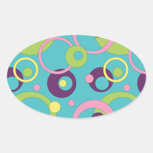Ovale Sticker Cercles bleus funky