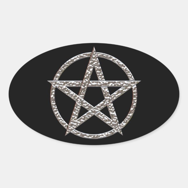 Ovale Sticker Chrome Oval Pentagram Hammered (Devant)