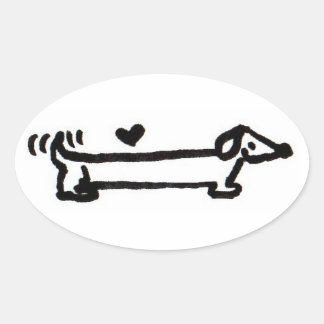 Ovale Sticker Dachshund Love
