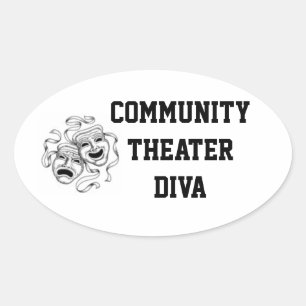 Ovale Sticker de Diva du théâtre communautaire