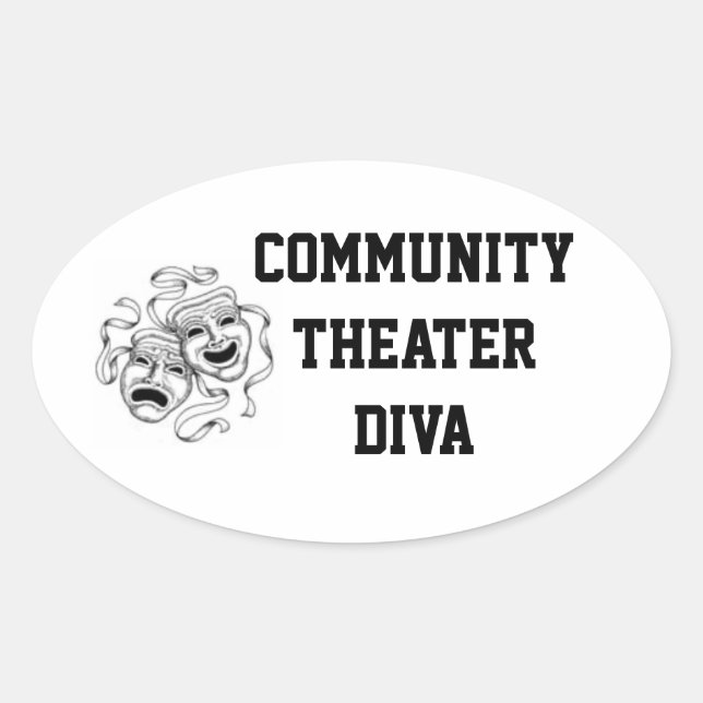 Ovale Sticker de Diva du théâtre communautaire (Devant)