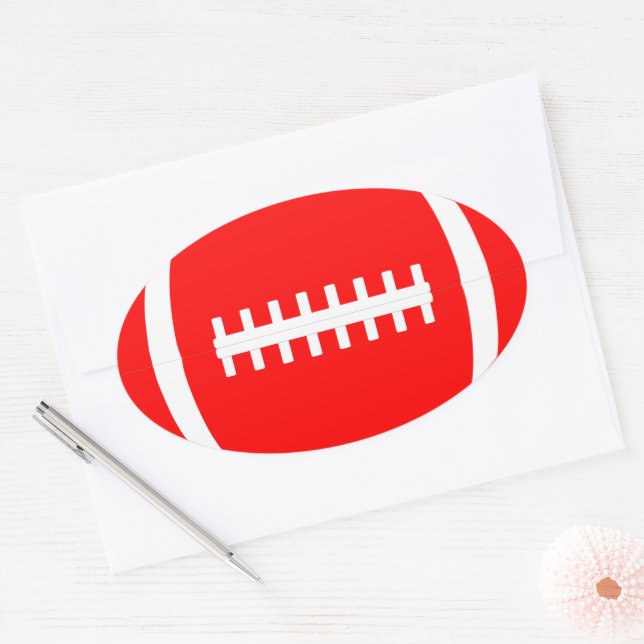 Ovale Sticker de football rouge (Enveloppe)