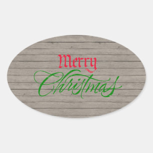 Ovale Sticker de Noël rustique Pays Bois