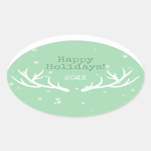 Ovale Sticker de vacances Oh Deer