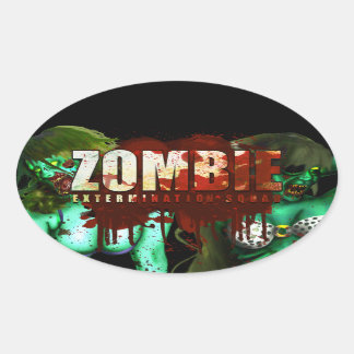 Ovale Sticker d'extermination Zombie