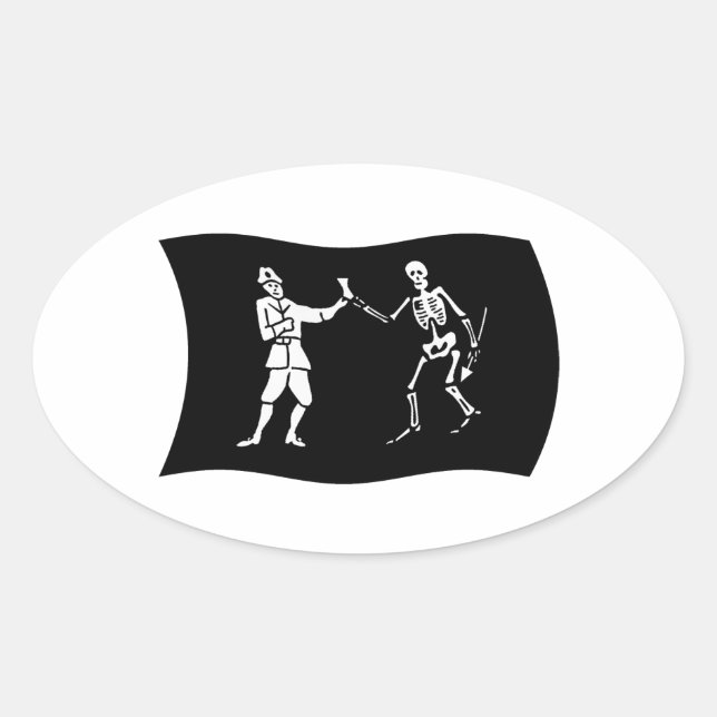 Ovale Sticker Drapeau Bartholomew Roberts (Devant)