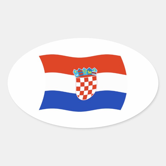 Ovale Sticker Drapeau Croatie (Devant)