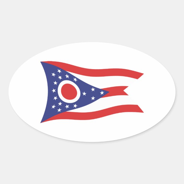 Ovale Sticker Drapeau Ohio (Devant)