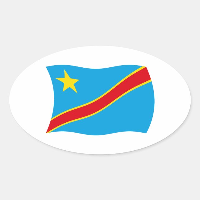 Ovale Sticker Drapeau République Démocratique du Congo (Devant)