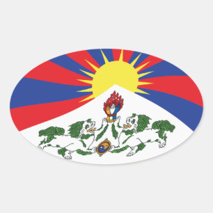 Ovale Sticker Drapeau Tibet
