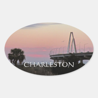 Ovale Sticker du coucher de soleil Charleston Cooper Bri