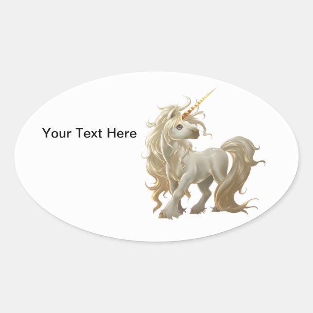 Ovale Sticker en licorne dorée (Devant)