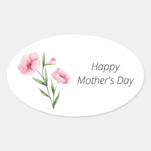 Ovale Sticker floral rose Fête des Mères