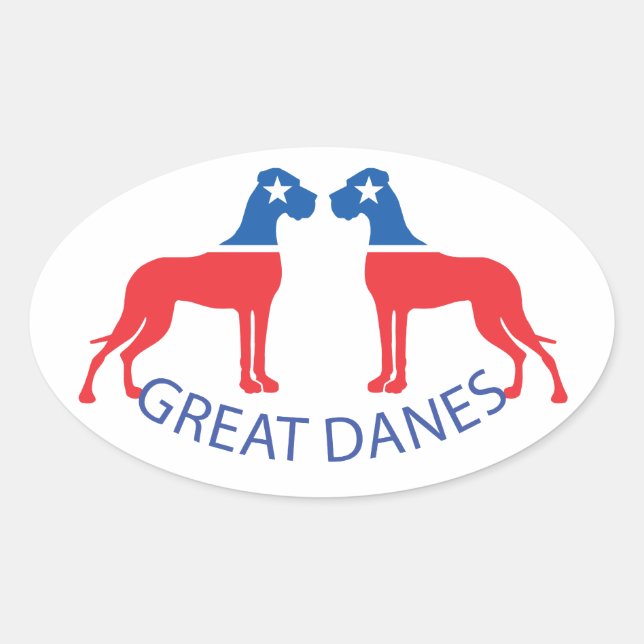 Ovale Sticker Great Danes (Devant)