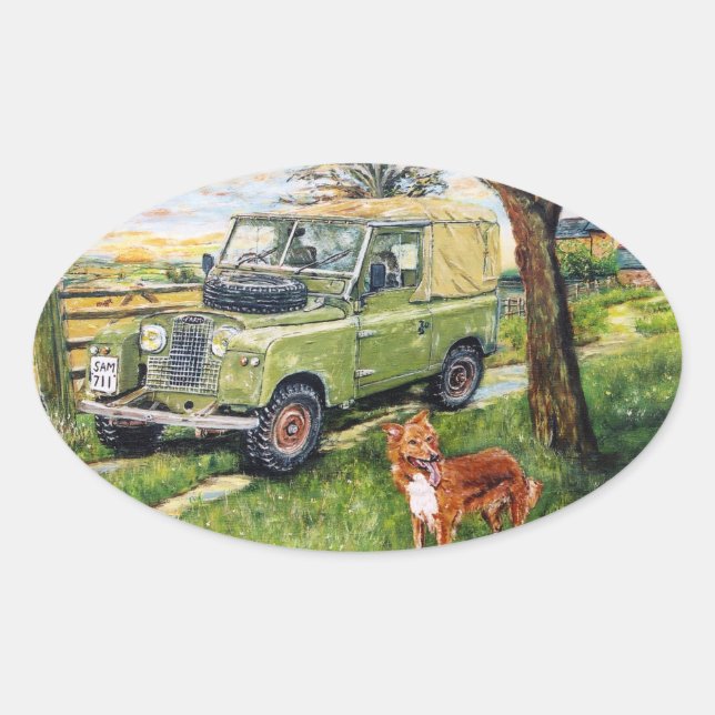 Ovale Sticker Land Rover de style ancien "FARM Design (Devant)