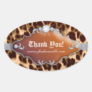 Ovale Sticker Leopard mode Bijoux Brown