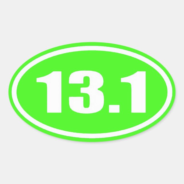Ovale Sticker Lime Green 13.1 | Demi-marathon (Devant)