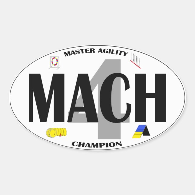 Ovale Sticker MACH Dog Agility titre (Devant)