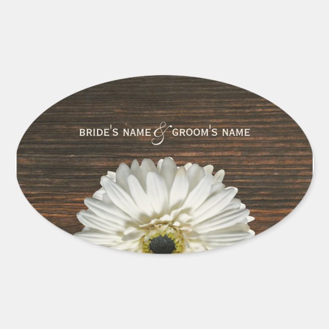 Ovale Sticker Mariage Gerbera blanc (Devant)