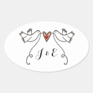 Ovale Sticker Mariage pour colombes blanches personnalis