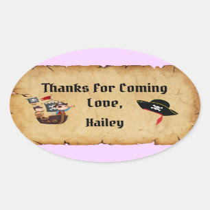 Ovale Sticker Merci de la fête pirate