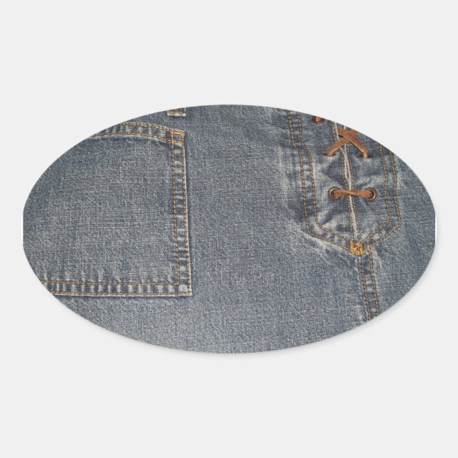 Ovale Sticker Oval Arrière - plan en tissu de denium (Devant)