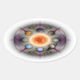 Ovale Sticker Oval Mandala Planétaire